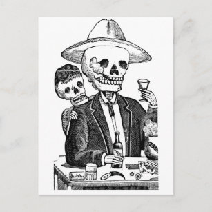 Skeleton Drink Tequila en Roken, Mexico Briefkaart