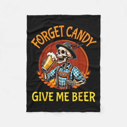 Skeleton Drinking Beer Halloween Forget Candy Give Fleece Deken (Voorkant)