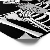 Skeleton Drinking Beverage Monochrome Gothic Hallo Poster (Hoek)