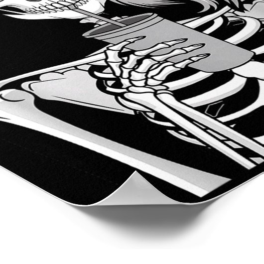 Skeleton Drinking Beverage Monochrome Gothic Hallo Poster (Hoek)