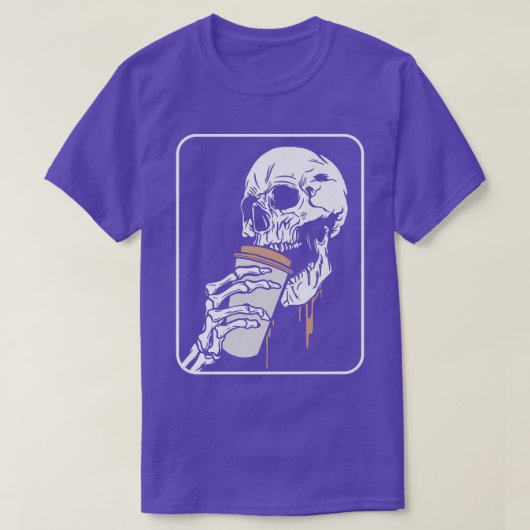 Skeleton Drinking Coffee For Caffeine Drinker Orth T-shirt (Design voorkant)