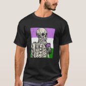Skeleton Drinking Coffee LGBTQ Genderqueer Pride F T-shirt (Voorkant)