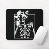 Skeleton Drinking Coffee Lover Funny Halloween Sku Muismat (Met muis)