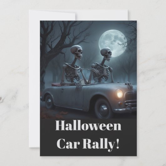 Skeleton Driver & Navigator Halloween Auto Rally Kaart (Voorkant)