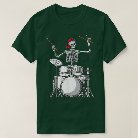 Skeleton Drummer Halloween Costume Playing Drums  T-shirt (Design voorkant)