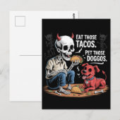 Skeleton Eat those Tacos and Pet Those Doggos Briefkaart (Voorkant / Achterkant)