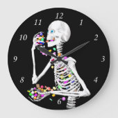 Skeleton Eating Halloween Snoep Grote Klok (Voorkant)