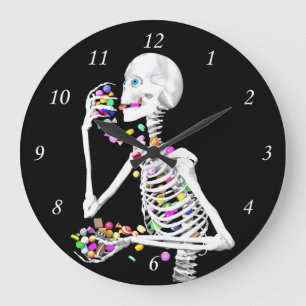 Skeleton Eating Halloween Snoep Grote Klok