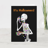 Skeleton Eating Halloween Snoep Kaart (Voorkant)