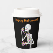 Skeleton Eating Halloween Snoep Papieren Bekers (Achterkant)