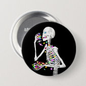 Skeleton Eating Halloween Snoep Ronde Button 7,6 Cm (Voorkant /achterkant)