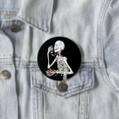 Skeleton Eating Halloween Snoep Ronde Button 7,6 Cm (In situ)