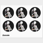 Skeleton Eating Halloween Snoep Ronde Sticker (Vel)