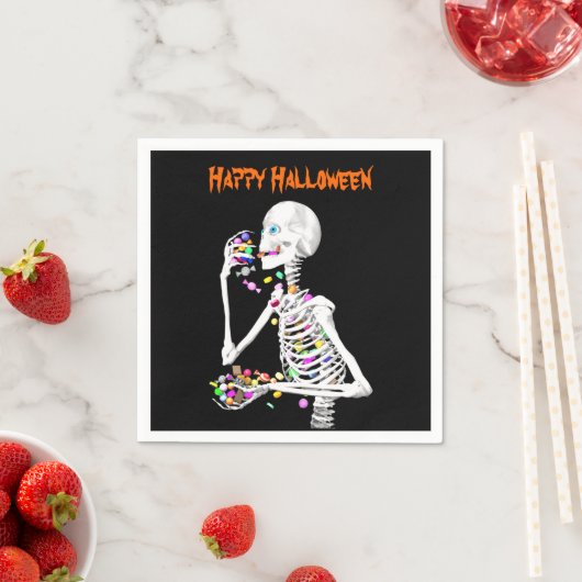 Skeleton Eating Halloween Snoep Servet (Insitu)