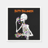 Skeleton Eating Halloween Snoep Servet (Voorkant)