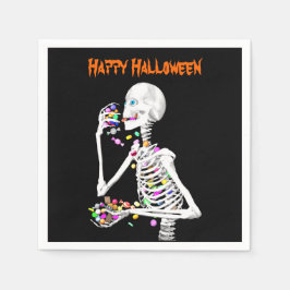 Skeleton Eating Halloween Snoep Servet