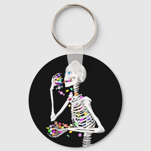 Skeleton Eating Halloween Snoep Sleutelhanger (Voorkant)