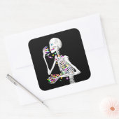 Skeleton Eating Halloween Snoep Vierkante Sticker (Envelop)