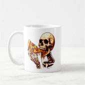 Skeleton Eating Pizza Koffiemok (Links)