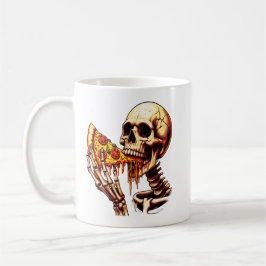 Skeleton Eating Pizza Koffiemok