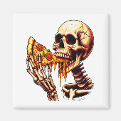 Skeleton Eating Pizza Magneet (Voorkant)