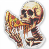 Skeleton Eating Pizza  Sticker (Voorkant)