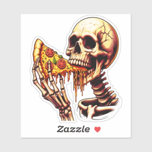 Skeleton Eating Pizza  Sticker (Vel)