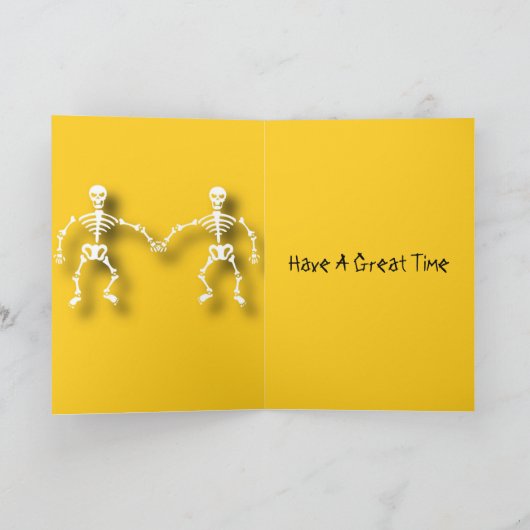 Skeleton editable Halloween Kaart (Binnen)