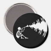 Skeleton Een hoorn die muziek maakt Magneet (Voorkant / Achterkant)