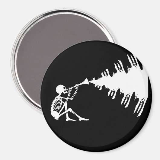 Skeleton Een hoorn die muziek maakt Magneet (Voorkant / Achterkant)