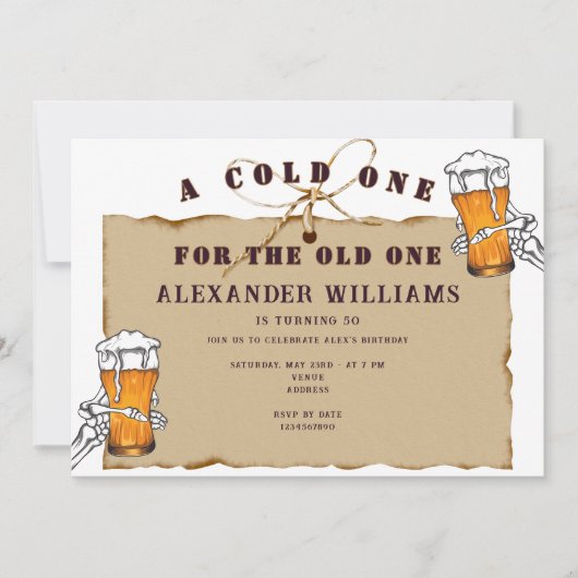 Skeleton Een Koude Voor De Oude Een Bierverjaardag Kaart (Voorkant)