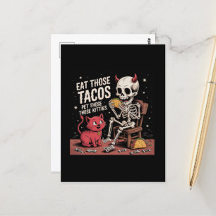 Skeleton Eet die taco's Huisdier die Schattigee Ka Briefkaart