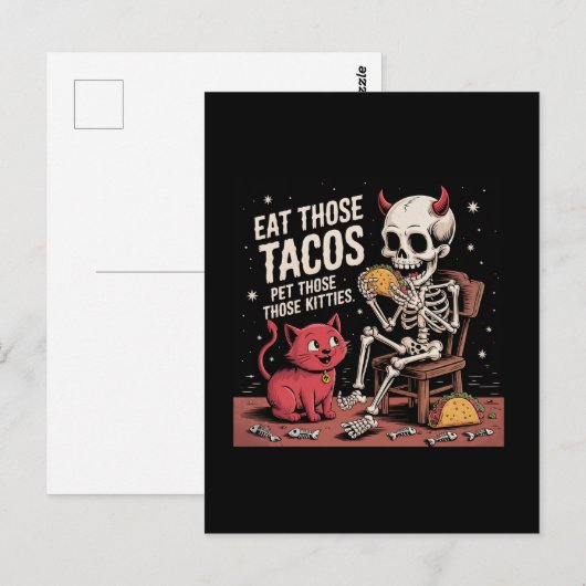 Skeleton Eet die taco's Huisdier die Schattigee Ka Briefkaart (Voorkant / Achterkant)