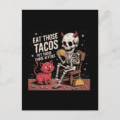 Skeleton Eet die taco's Huisdier die Schattigee Ka Briefkaart (Voorkant)