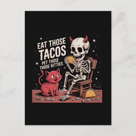 Skeleton Eet die taco's Huisdier die Schattigee Ka Briefkaart (Voorkant)