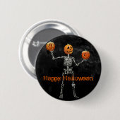 Skeleton en Jack O' Lantern Ronde Button 5,7 Cm (Voorkant /achterkant)