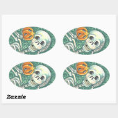 SKELETON EN JACK O LANTERN STICKERS, SHEET Oval Ovale Sticker (Vel)