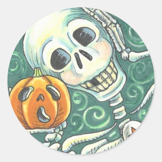 SKELETON EN JACK O LANTERN STICKERS, SHEET Round Ronde Sticker (Voorkant)