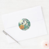 SKELETON EN JACK O LANTERN STICKERS, SHEET Round Ronde Sticker (Envelop)