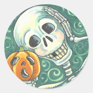 SKELETON EN JACK O LANTERN STICKERS, SHEET Round Ronde Sticker