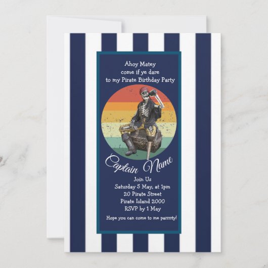 Skeleton Epic Pirate Party Kaart (Voorkant)