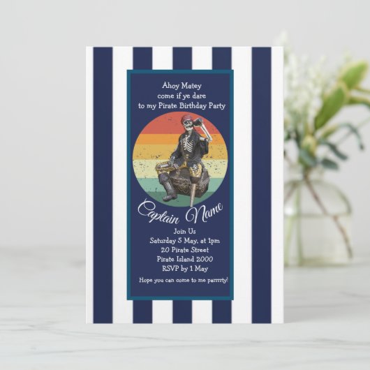 Skeleton Epic Pirate Party Kaart (Staand voorkant)