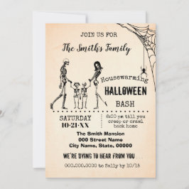 Skeleton Family Housewarming Halloween Party Bash Kaart