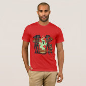 Skeleton Farmer Pumpkin Crew Halloween T-shirt (Voorkant volledig)