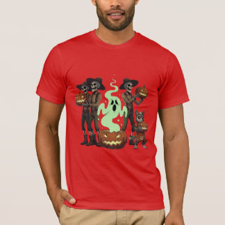Skeleton Farmer Pumpkin Crew Halloween T-shirt