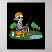 Skeleton Fishing Halloween Soky Fisherman Fish Men Poster (Voorkant)