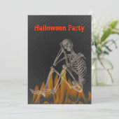 Skeleton Flames Halloween Invitation Kaart (Staand voorkant)