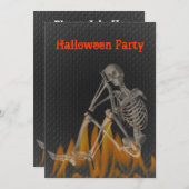 Skeleton Flames Halloween Invitation Kaart (Voorkant / Achterkant)