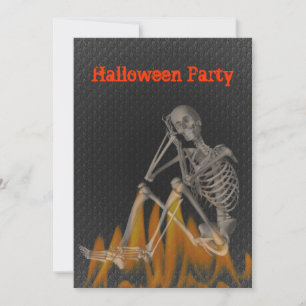Skeleton Flames Halloween Invitation Kaart