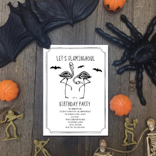 Skeleton Flamingo Halloween Verjaardagsfeest Kaart